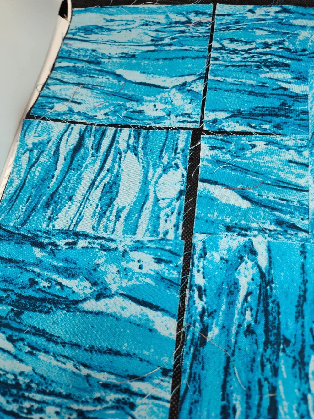 7 4.50 INCH BLUE Marble Waves Cotton Fabric SQUARES